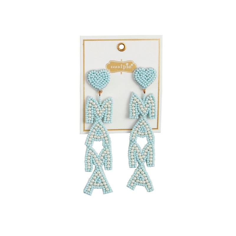 Mud Pie Mama Beaded Earrings Blue