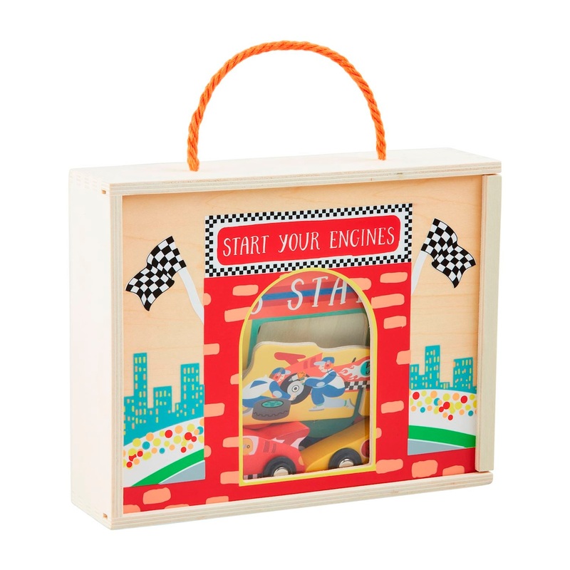 Mud Pie Wood Boxed Set Racecar