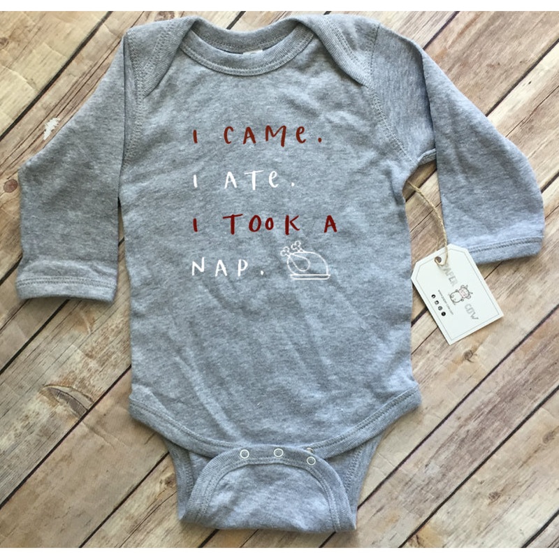 Paper Cow LLC Thanksgiving I Came. I Ate. I Took a Nap Baby Bodysuit Grey I Came. I Ate. I Took a Nap Bodysuit Grey Newborn