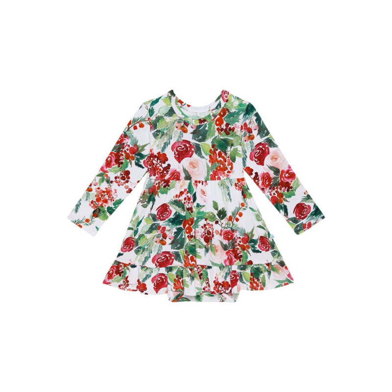 Posh Peanut Beatrix Ruffled Twirl Bodysuit Dress 0-3M