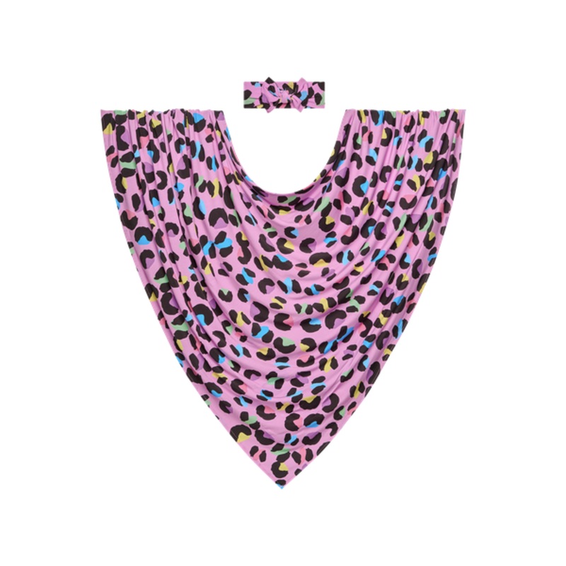 Posh Peanut Electric Leopard Infant Swaddle & Headwrap Set, One Size
