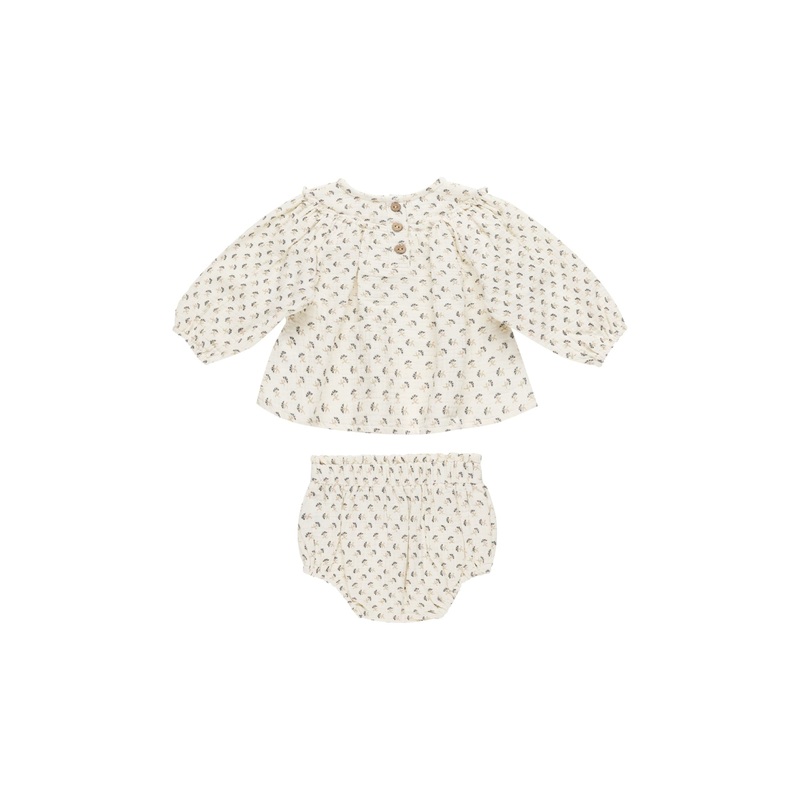 Quincy Mae Mia Top + Bloomer Set, French Flora 0-3M