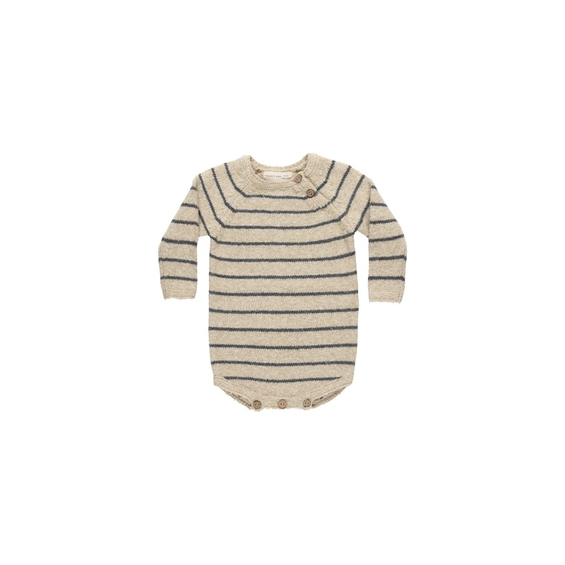 Quincy Mae Riggens Romper, Indigo Stripe 0-3M