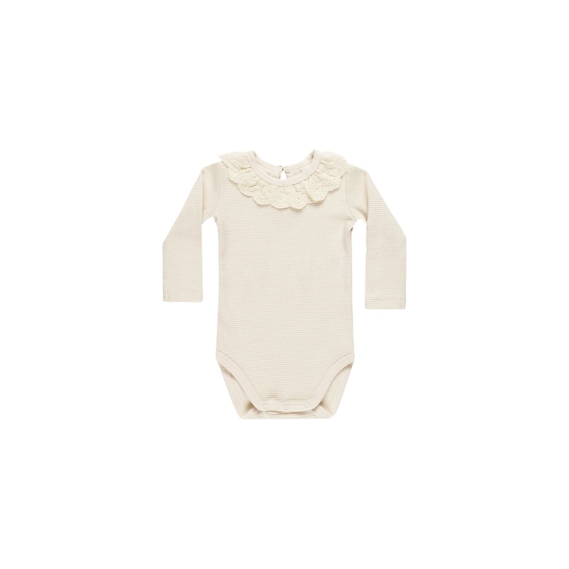 Quincy Mae Ruffle Collar Bodysuit, Natural 0-3M