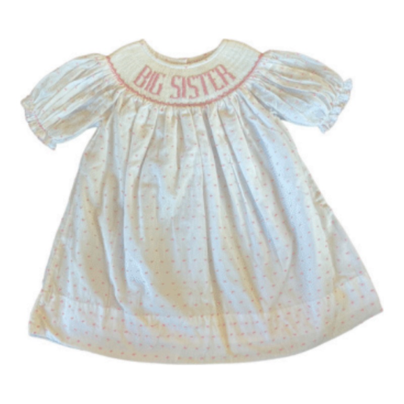 Teeta Big Sister Dress, Pink Swiss Dot 24M