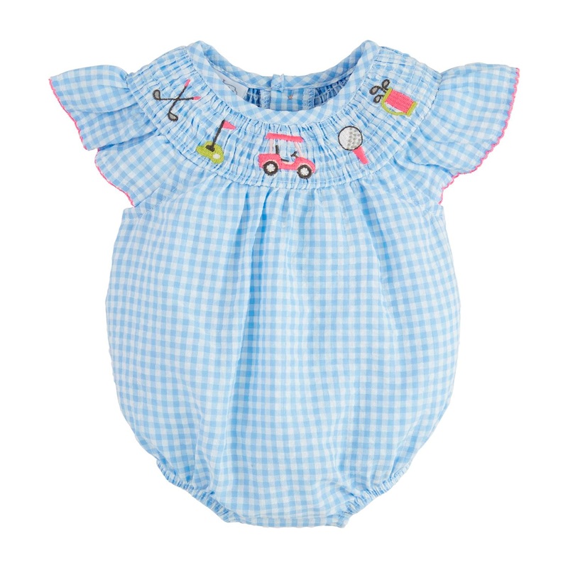 Mud Pie Golf Smocked Bubble 3-6M