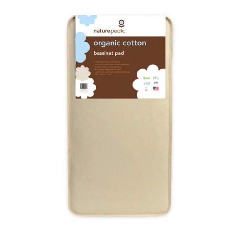 Naturepedic Organic Cotton Bassinet Mattress Rectangle (15x30x1.5)