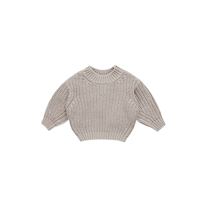 Quincy Mae Chunky Knit Sweater, Fog 0-3M