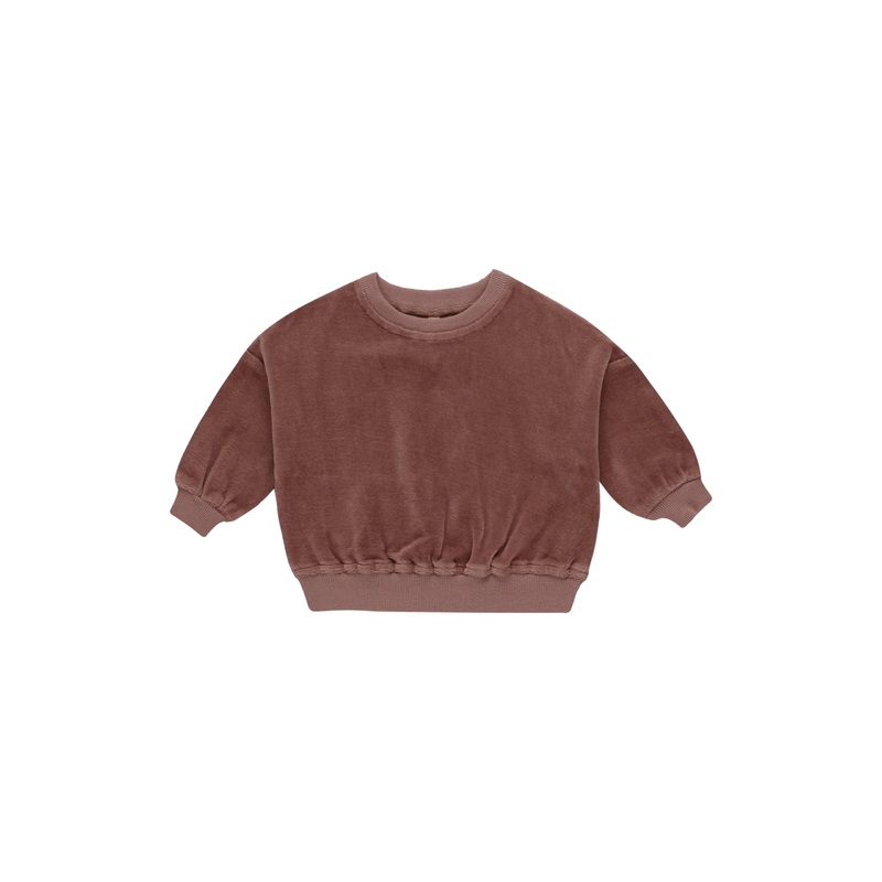 Quincy Mae Velour Relaxed Sweatshirt, Cranberry 0-3M