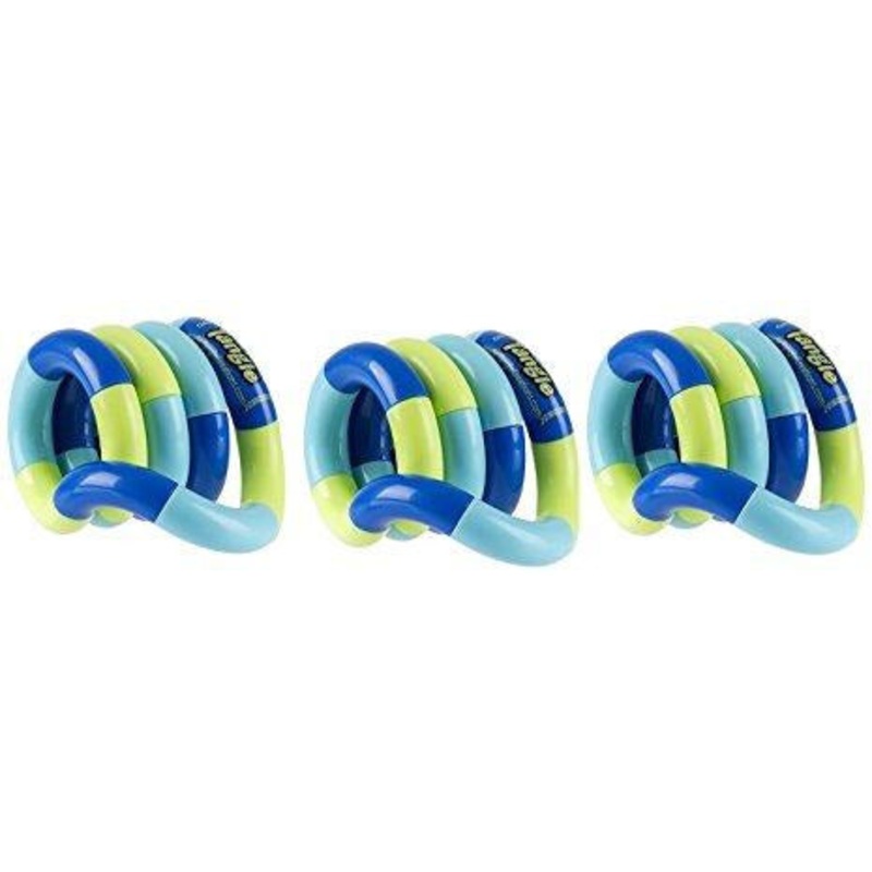 Set of 3 Loose Packed Tangle Jr. Original Classic Fidget Toys Green and Blue