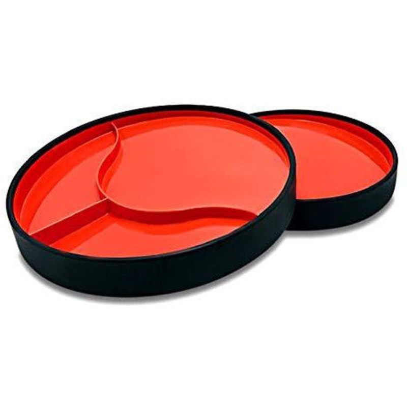 STAYnEAT Suction Plates 2 Sided & Divided for Toddlers-Adults, Red Large,