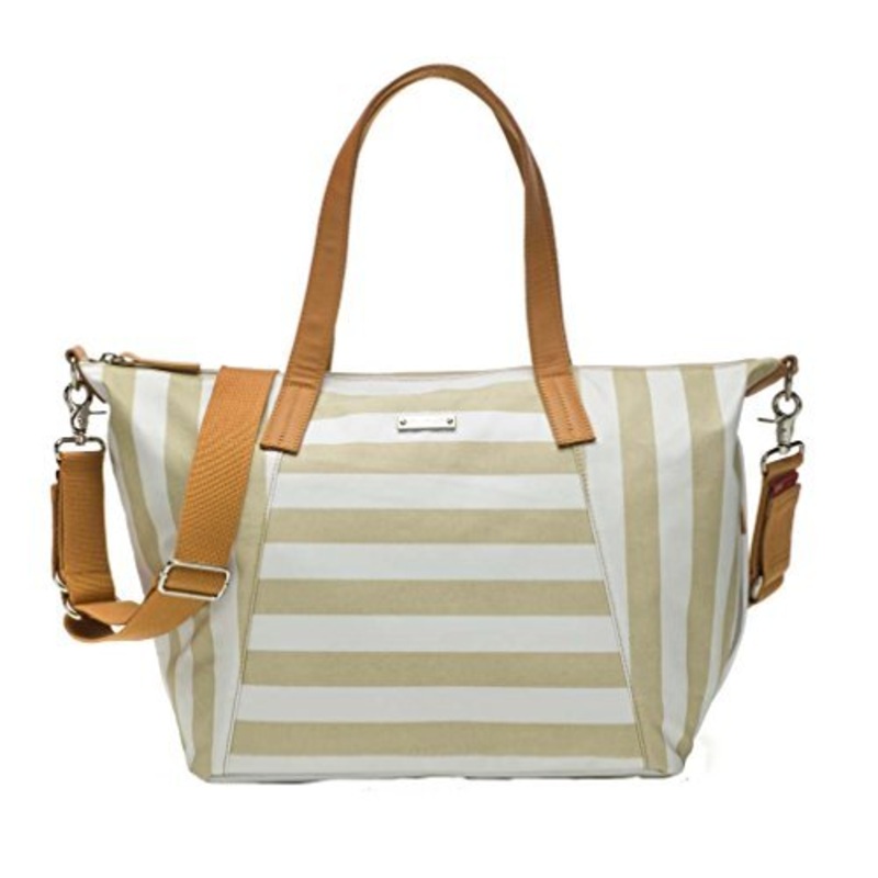 Storksak Stripe Fawn Noa Shoulder Bag Diaper Bag with Organizer