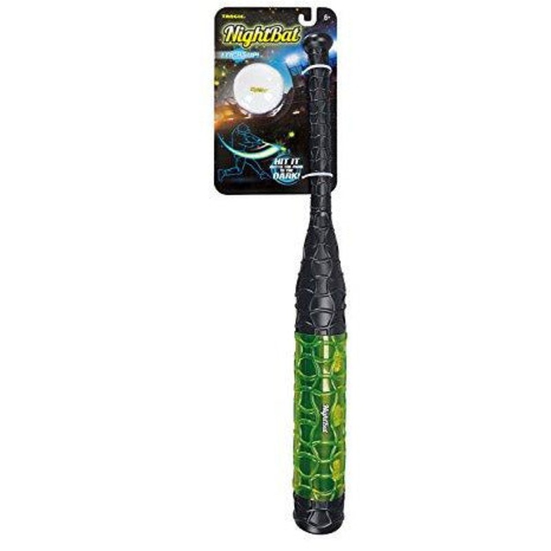 Tangle NightBall Glow in the Dark Light Up LED Baseball Bat and Ball, Black with Green