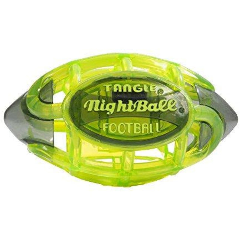 Tangle NightBall Glow in the Dark Light Up LED Football, Green with Gray