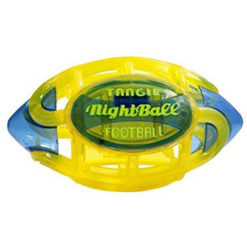 Tangle NightBall Glow in the Dark Light Up LED Football, Yellow with Blue