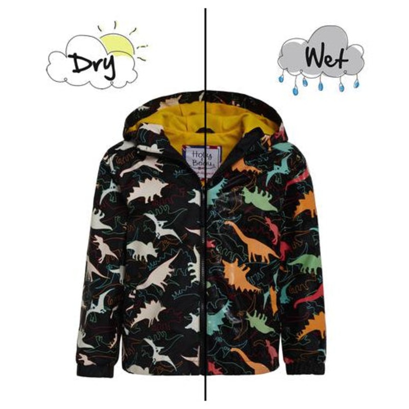 Magic Forest Black Dinosaur Packaway Raincoat, 7-8 Yrs