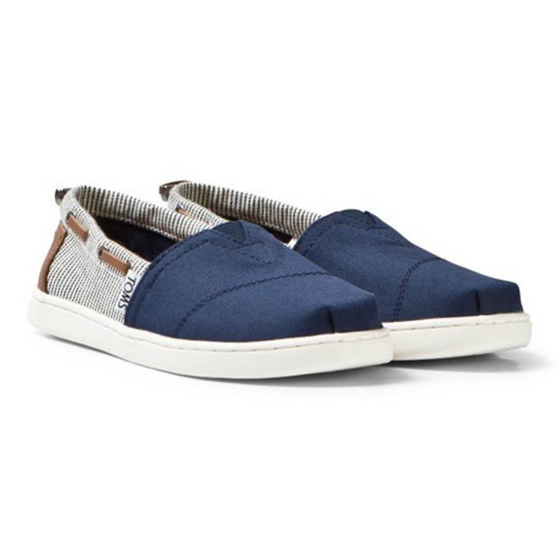 TOMS Navy Canvas Stripe Shoes