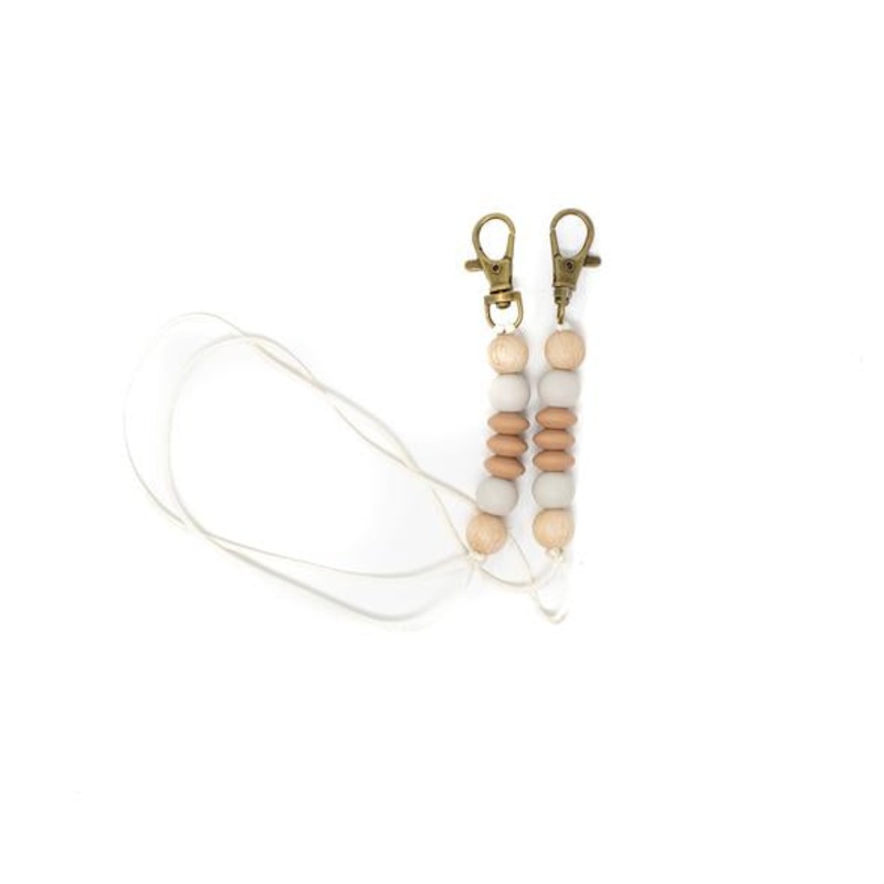 Three Hearts Modern Taupe Children's Mask Lanyard Taupe