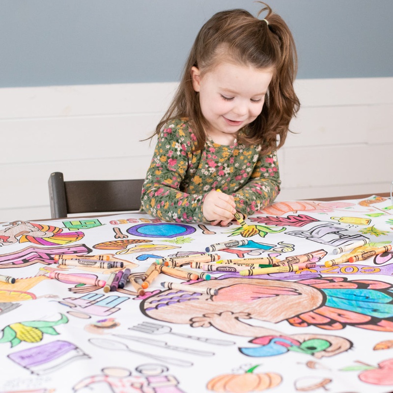 Creative Crayons Workshop Kid Thanksgiving Coloring Collage Activity Jumbo Table Cover