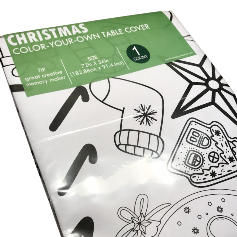 Creative Crayons Workshop Kids Christmas Coloring Collage Activity Jumbo Table Cover
