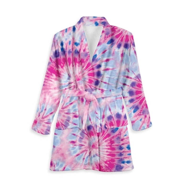 Top Trenz Fuzzy Bathrobe - Tie Dye Pink RAZZY Size 7/8