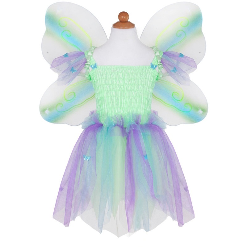 Great Pretenders USA Butterfly Dress W/Wings & Wand, Green/Multi