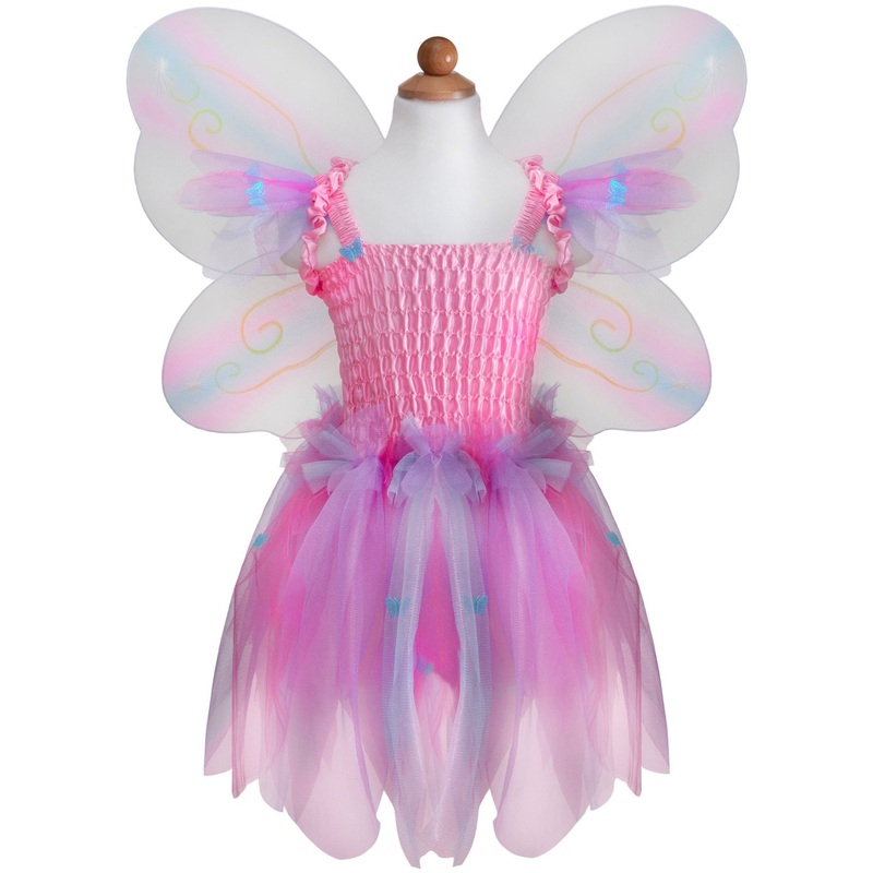 Great Pretenders USA Butterfly Dress W/Wings & Wand, Pink /Multi