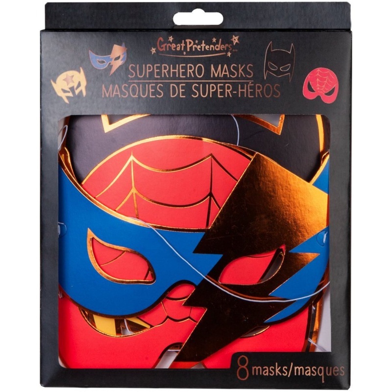 Great Pretenders USA Masks - Party - Superhero, 8 Pcs