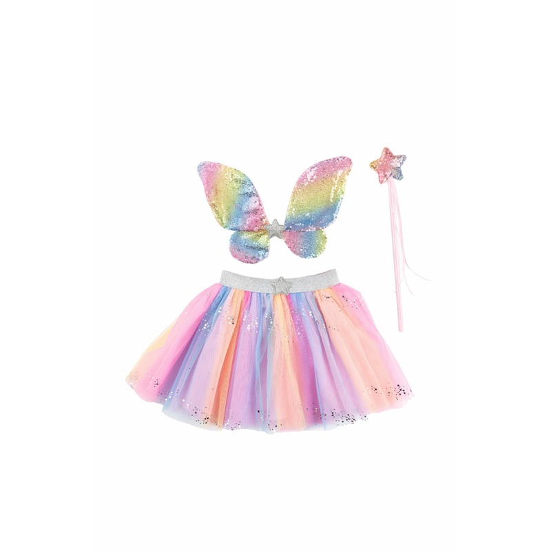 Great Pretenders USA Rainbow Sequins Skirt W/Wings & Wand, Size 4