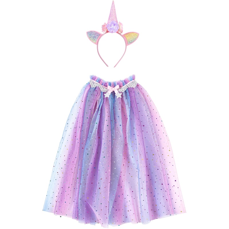 Great Pretenders USA Rainbow Unicorn Cape & Headband,Multi, Size 4-6
