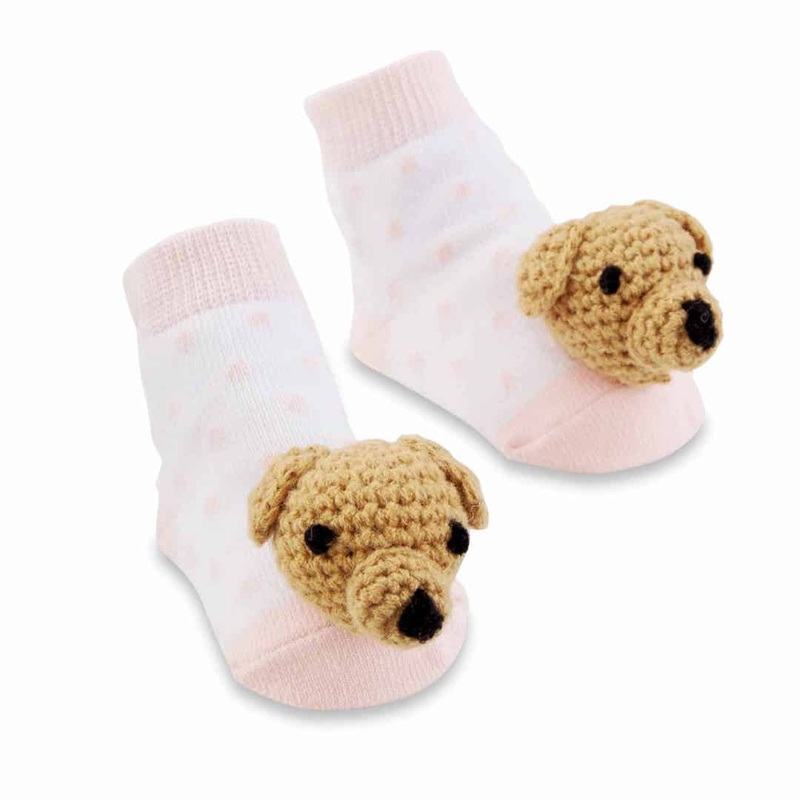 Mud Pie Pink Dog Rattle Toe Socks