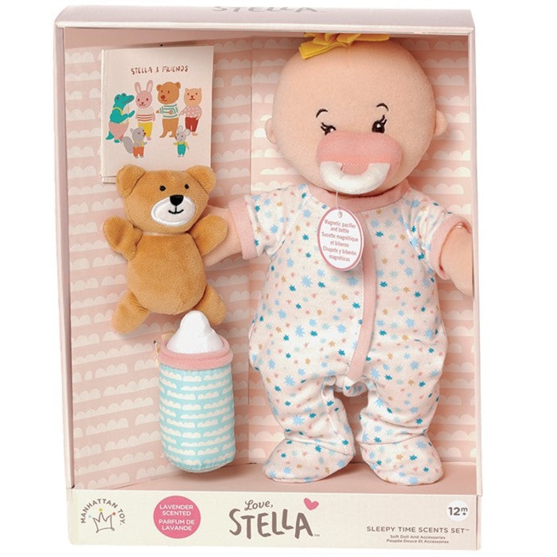 Manhattan Toy Love, Stella Sleepy Time Set Peach Doll With Blonde Tuft