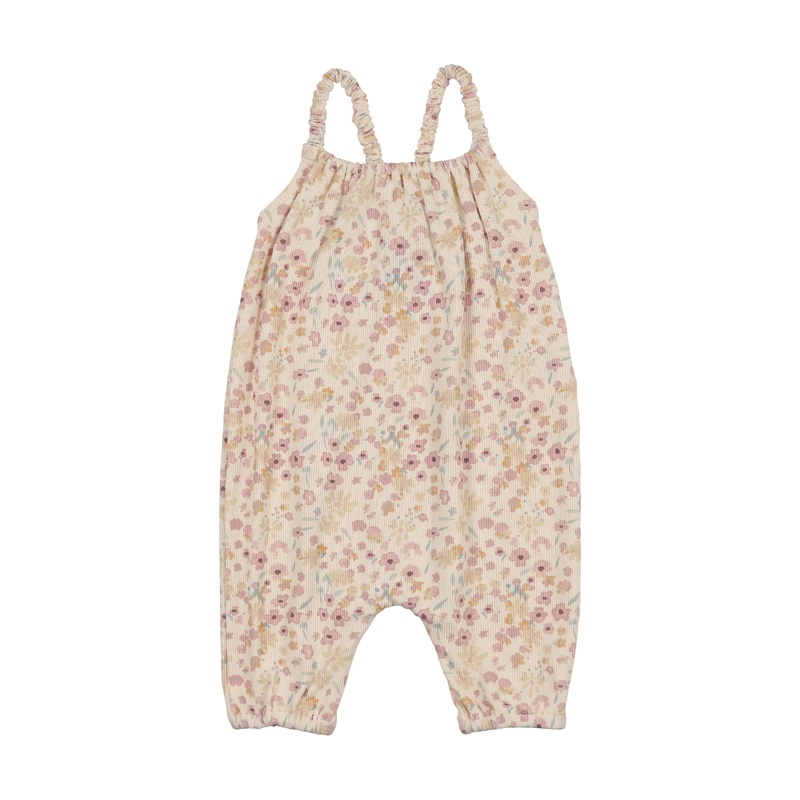 Maniere Montee Girls Pretty Garden Romper, Beige 6M