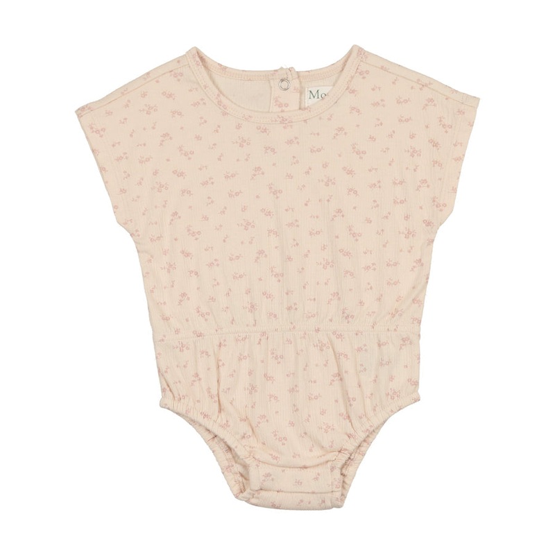 Maniere Printed Gauze Girls Romper, Mauve 6M