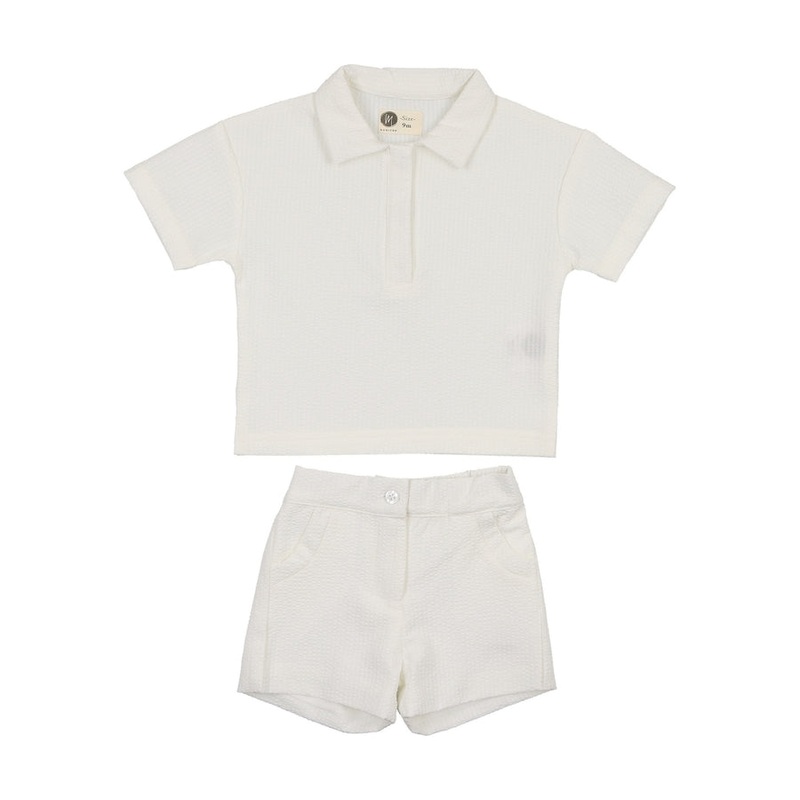 Maniere Seersucker Boy's 2 Piece Set, White 9M