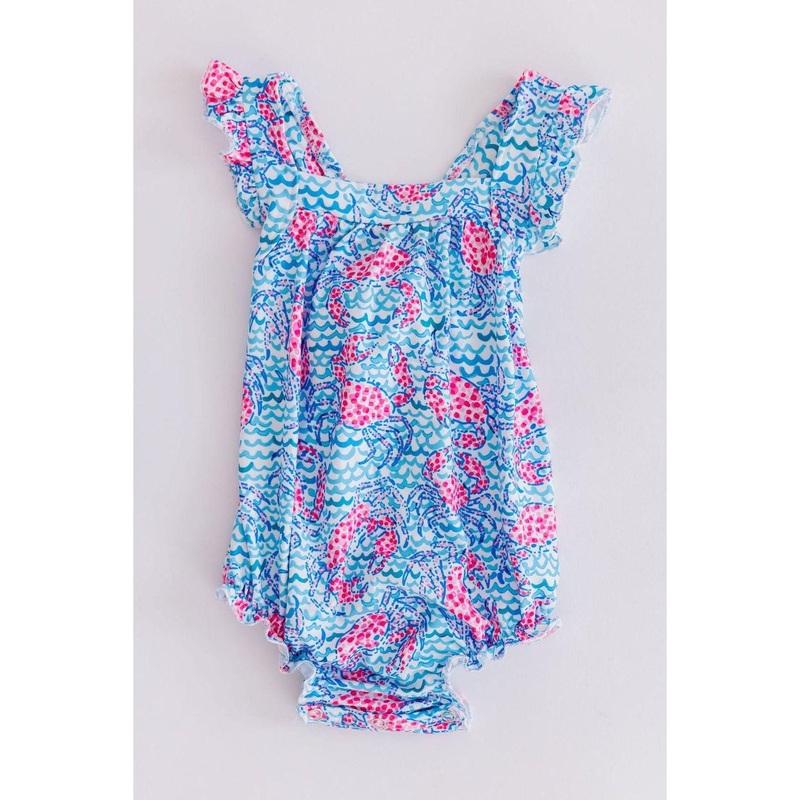 Mila & Rose Crab Walk Ruffle Cross Back Romper 0-3M