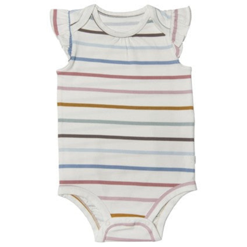 Lou Lou Lollipop-Pastel Stripes Ruffle Bodysuit, 6-12M