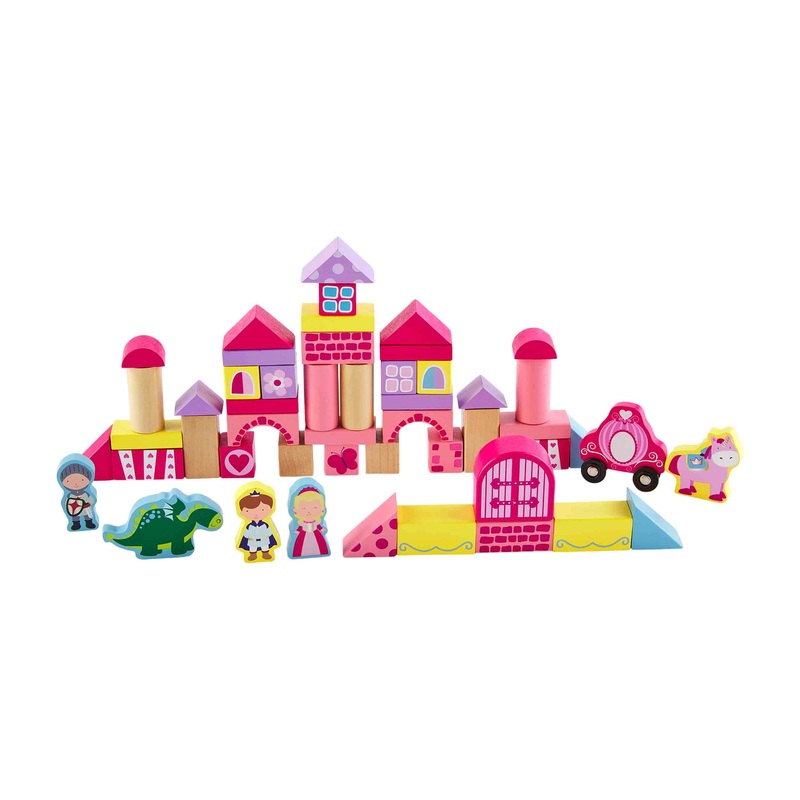 Mud Pie Pink 50 Pc City Wood Block Set
