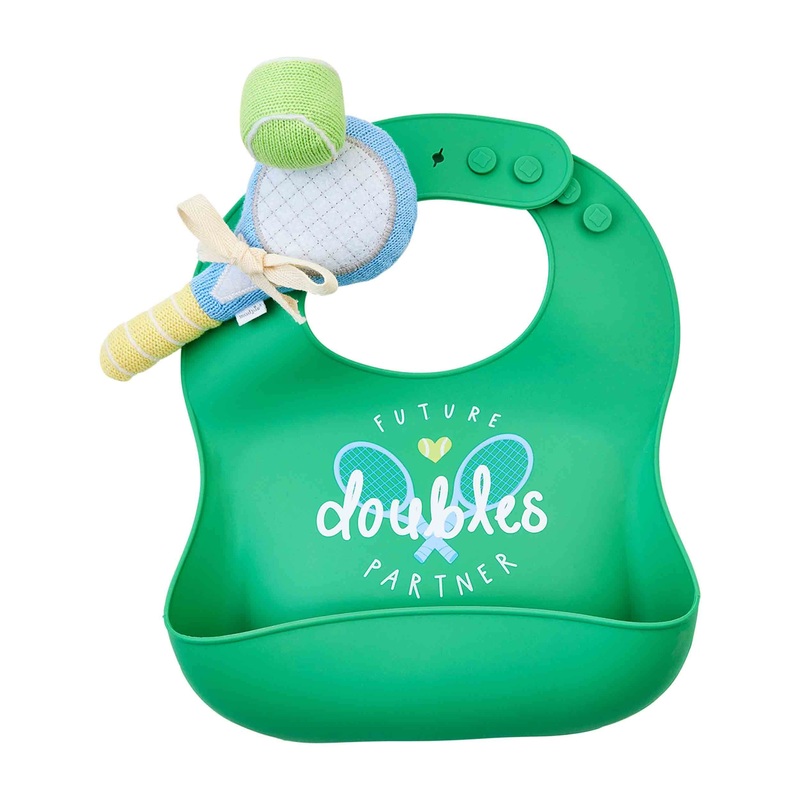 Mud Pie Tennis Silicone Bib And Rattle