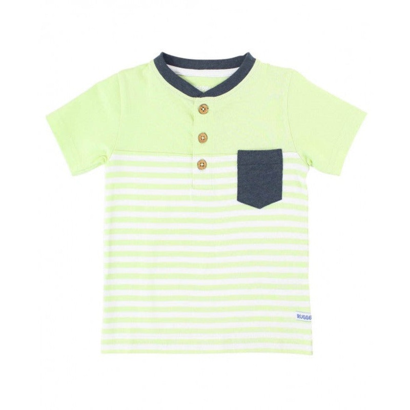 Rugged Butts Lime Zest Stripe Color Block Henley Tee 3-6M