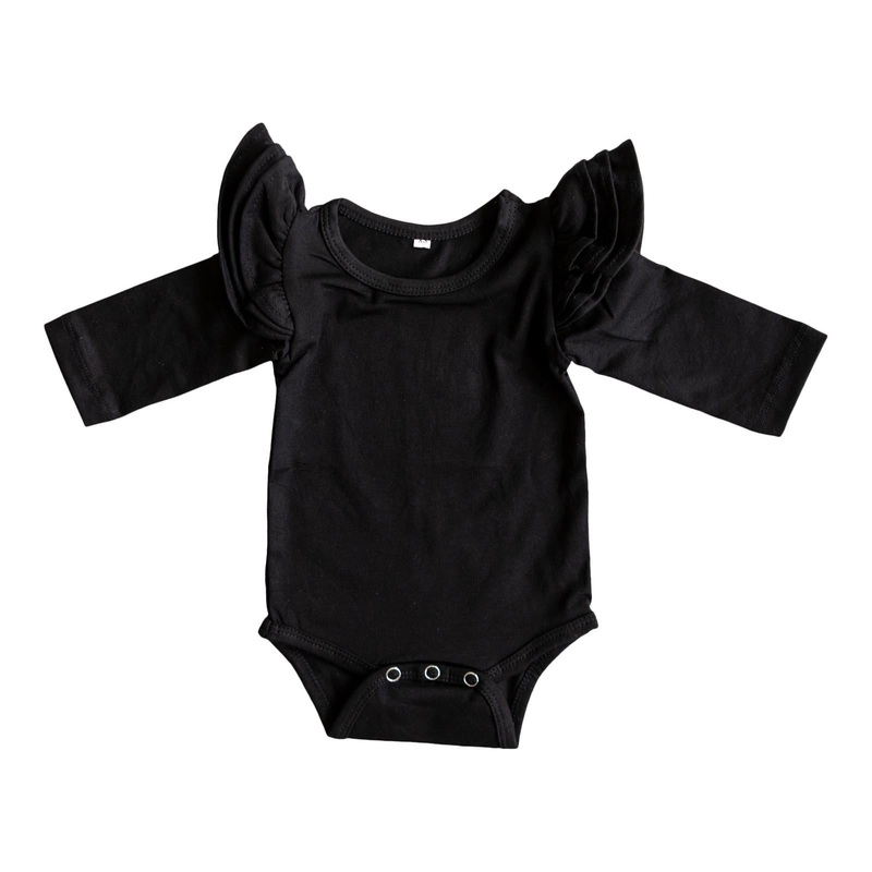 Mila & Rose Black Long Sleeve Flutter Bodysuit 0-3M