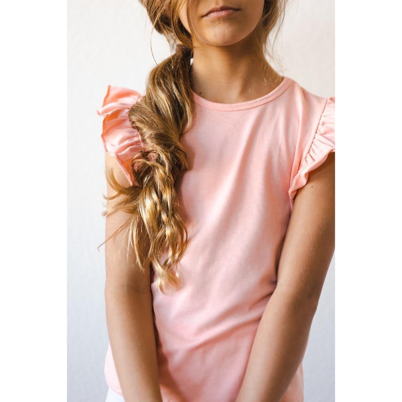 Mila & Rose Bright Peach Short Sleeve Ruffle Tee 6-12M