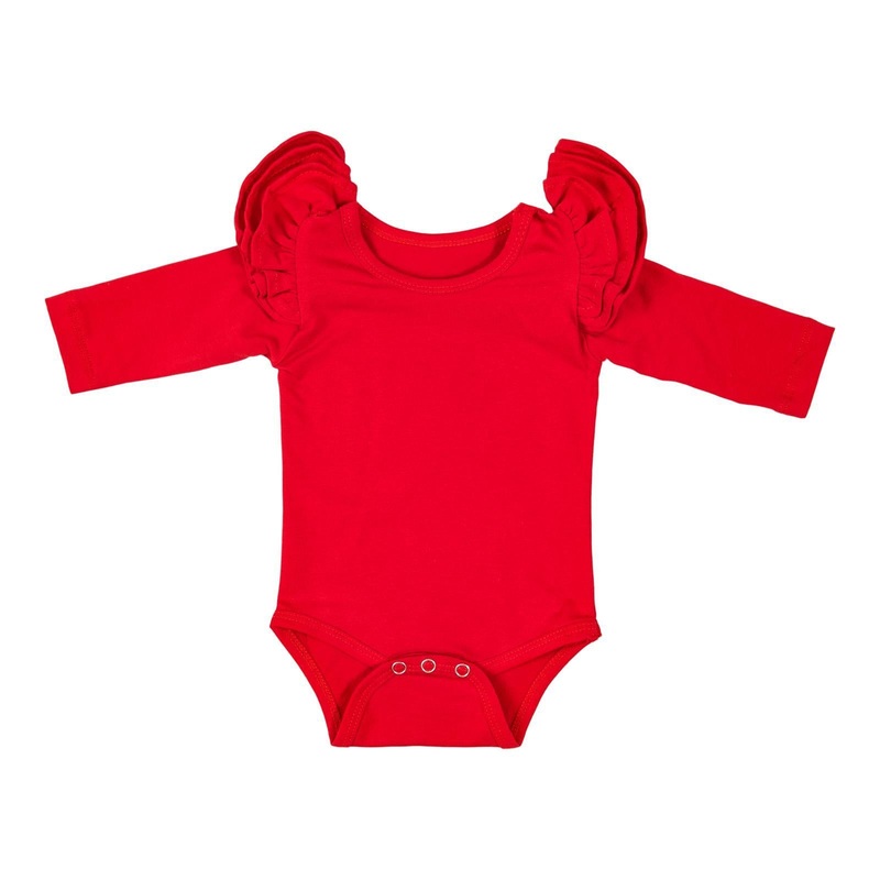 Mila & Rose Red Long Sleeve Flutter Bodysuit Red L/S Flutter Bodysuit 0-3M