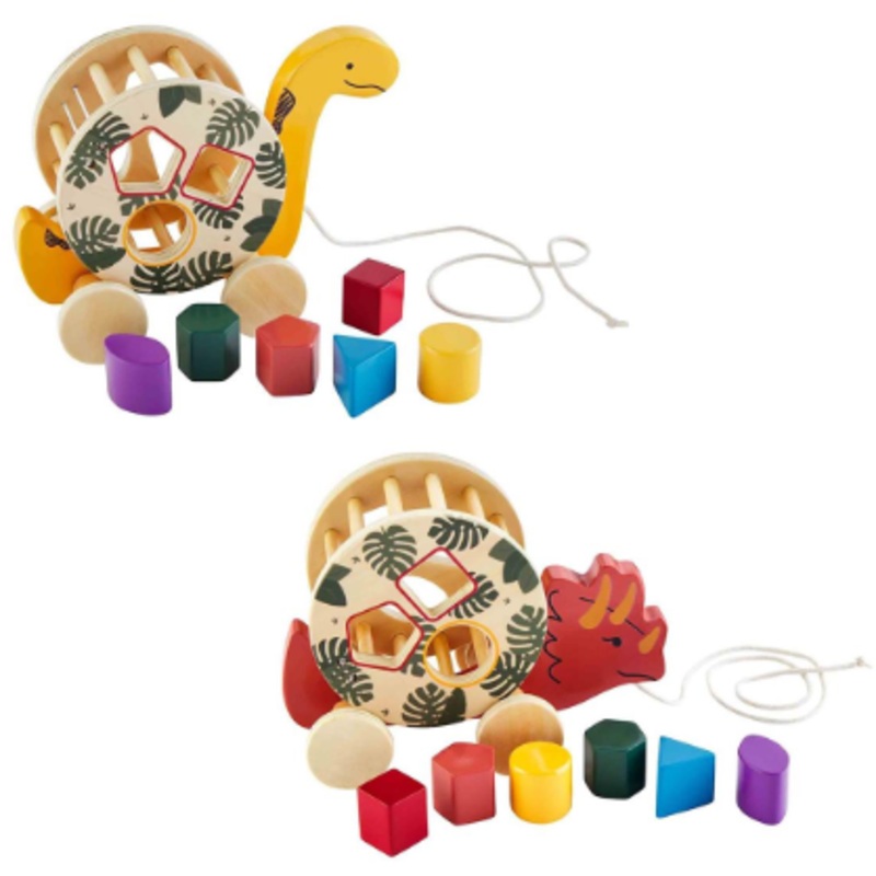 Mud Pie Wood Dino Shape Sorter Sets Orange