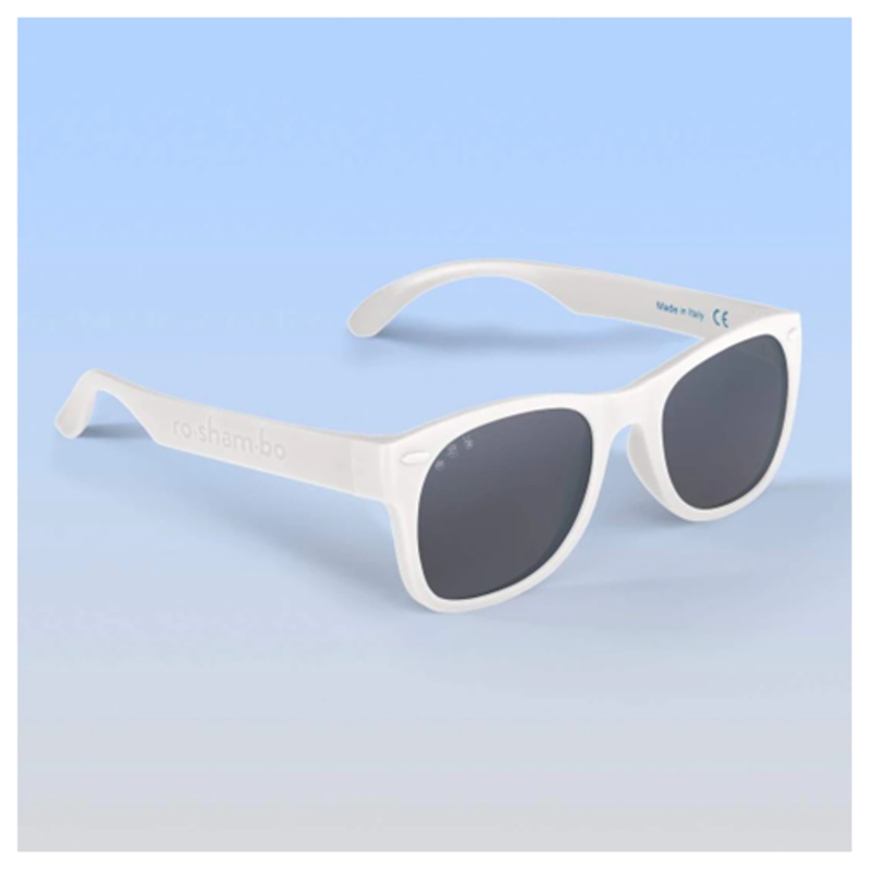 Roshambo Wayfarer White Toddler Sunglasses Green Polarized