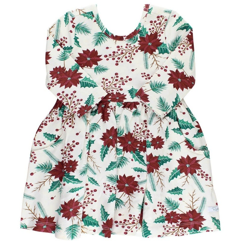 Ruffle Butts Merry & Bright Knit 3/4 Sleeve Twirl Dress 3-6M