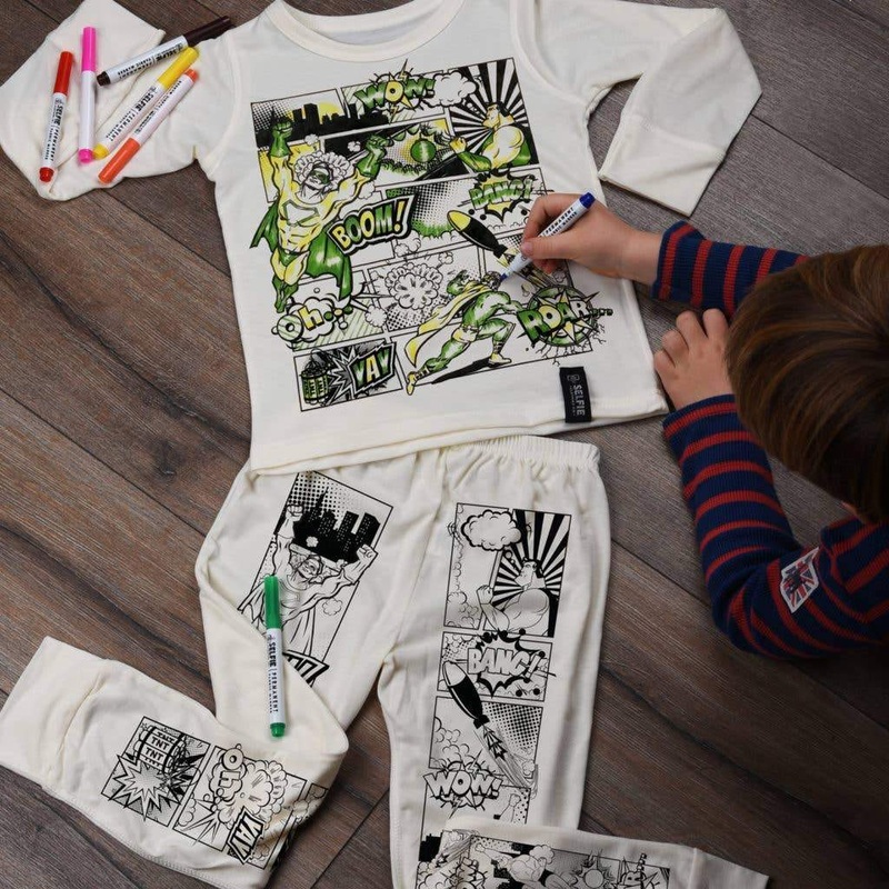 Selfie Craft Co Superhero Color In Pajamas Superhero 3-4T