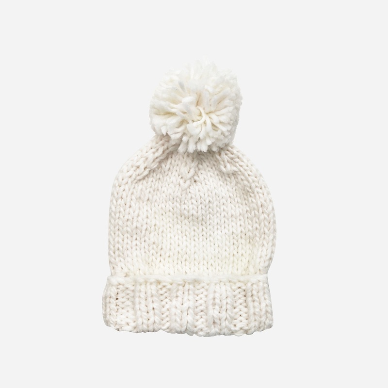 The Blueberry Hill Classic Pom Hat, Cream XS 3-6M