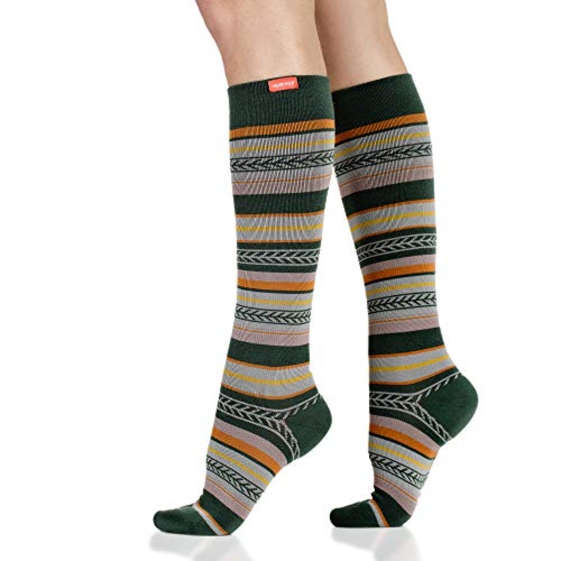 VIM & VIGR Cotton 15-20 mmHg Compression Socks for Women & Men (Pine Brooks Stripe) Small/Medium