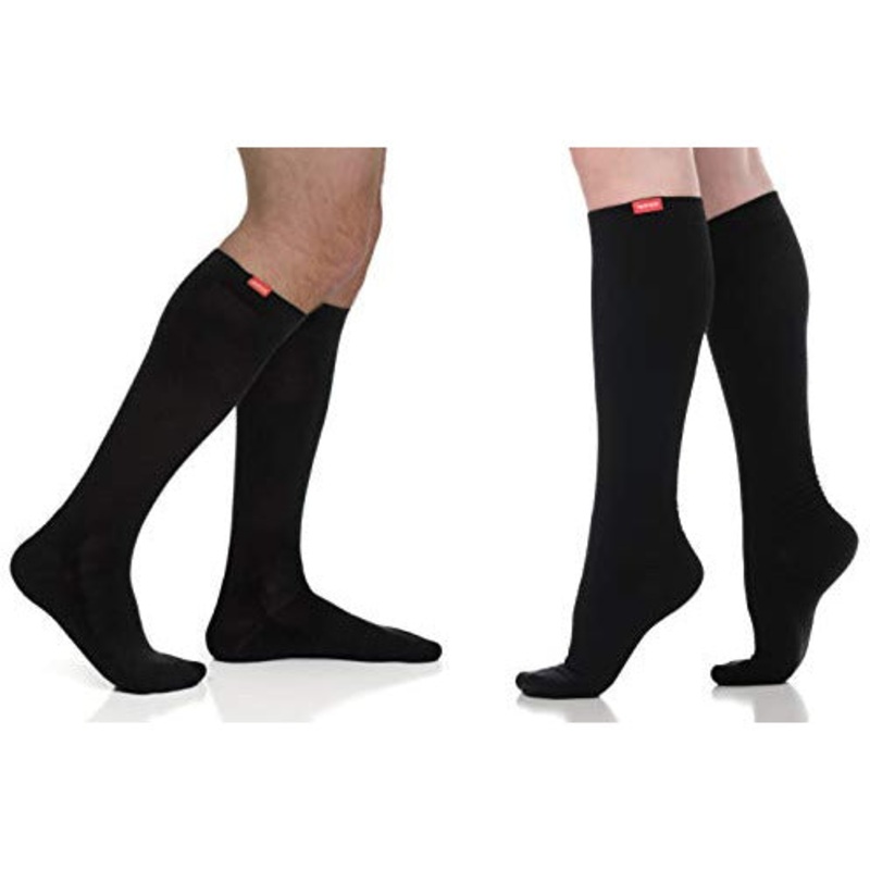 VIM & VIGR Cotton 15-20 mmHg Graduated Compression Socks for Women & Men (Solid Black) Small/Medium